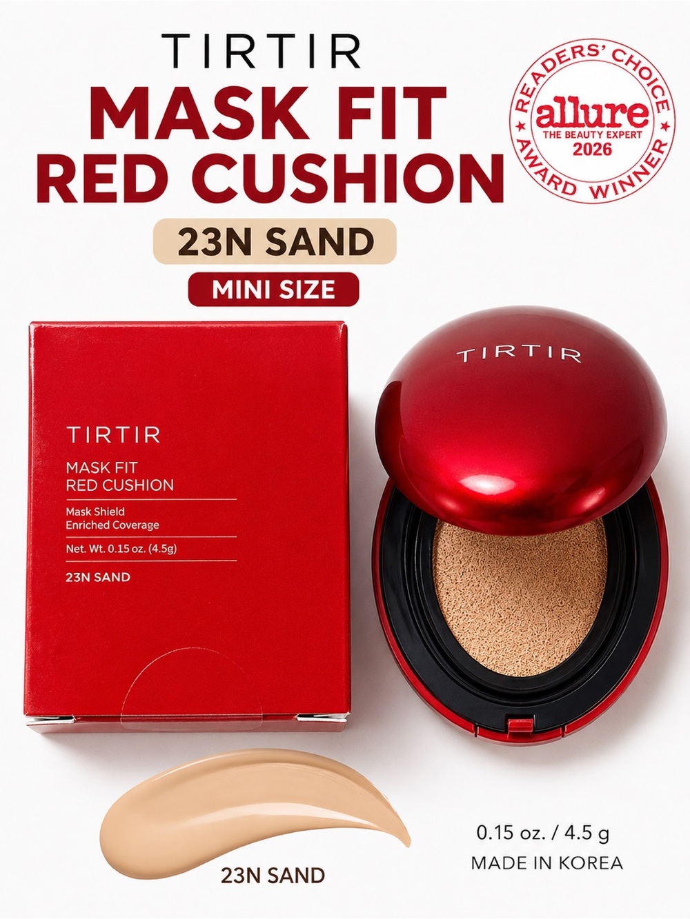 TIRTIR Mask Fit Red Cushion Foundation 23N Sand Mini 4.5g New in Box K-Beauty